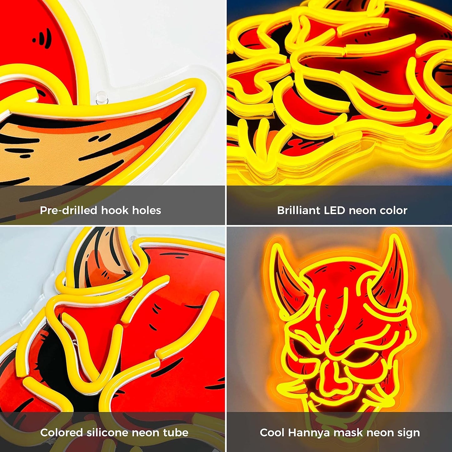 Devil Mask Neon Sign โ LED Light for Halloween, Party & Dark Room Decor - Deen neon