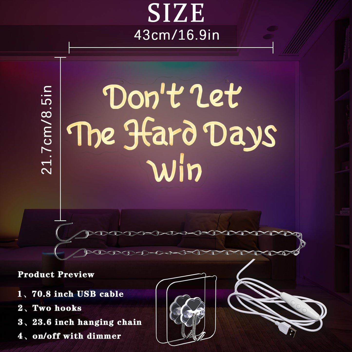 Don’t let the hare days win neon sign with red LED light