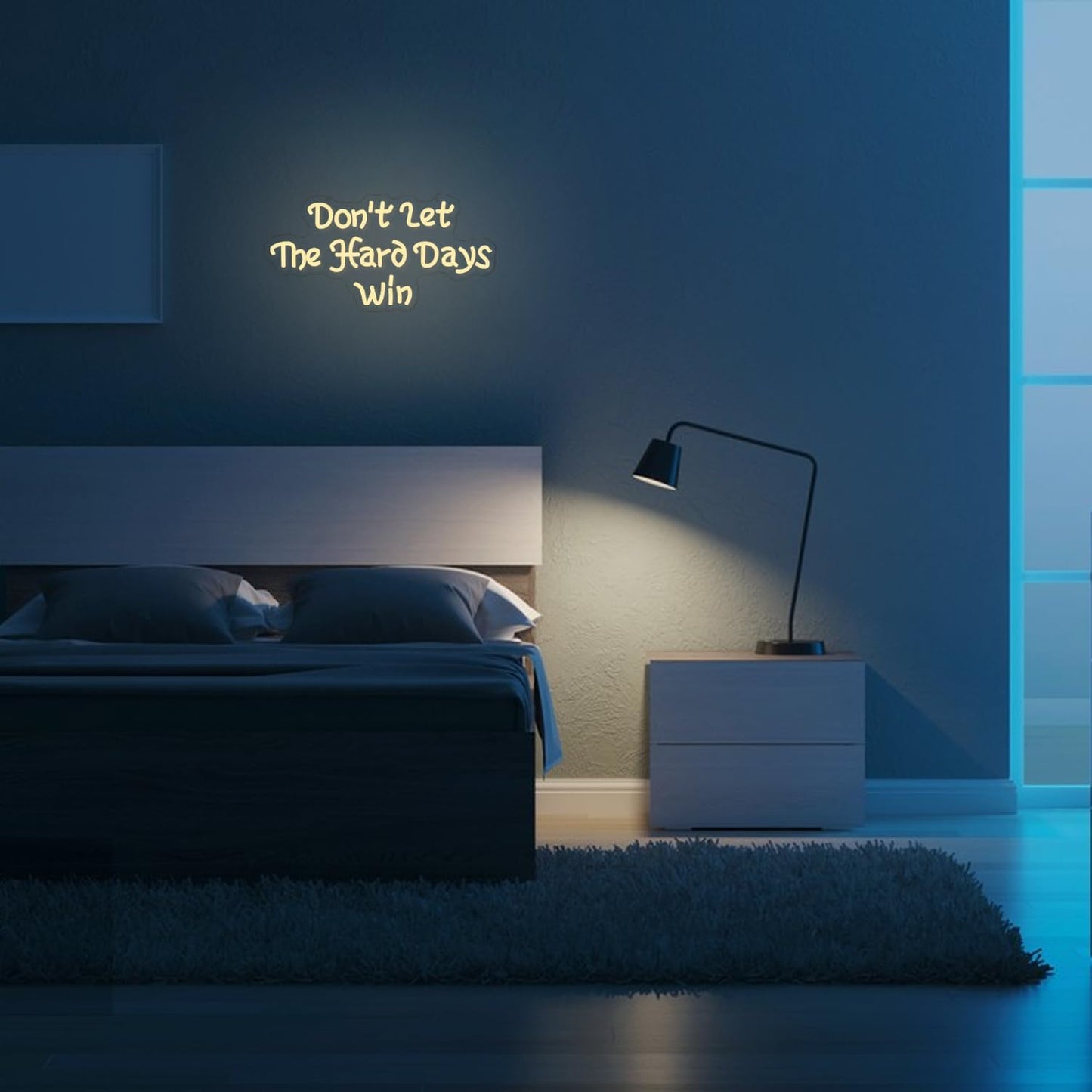 Don’t let the hare days win neon sign with red LED light