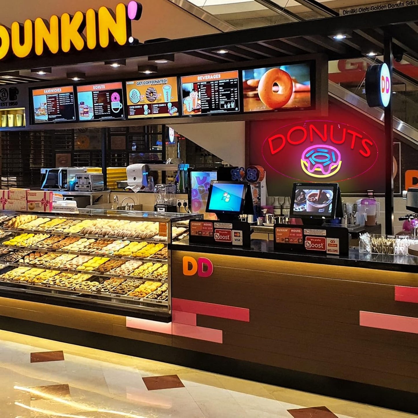 Donuts Neon Sign โ LED Light for Kitchen, Bakery & Dessert Shop Decor - Deen neon