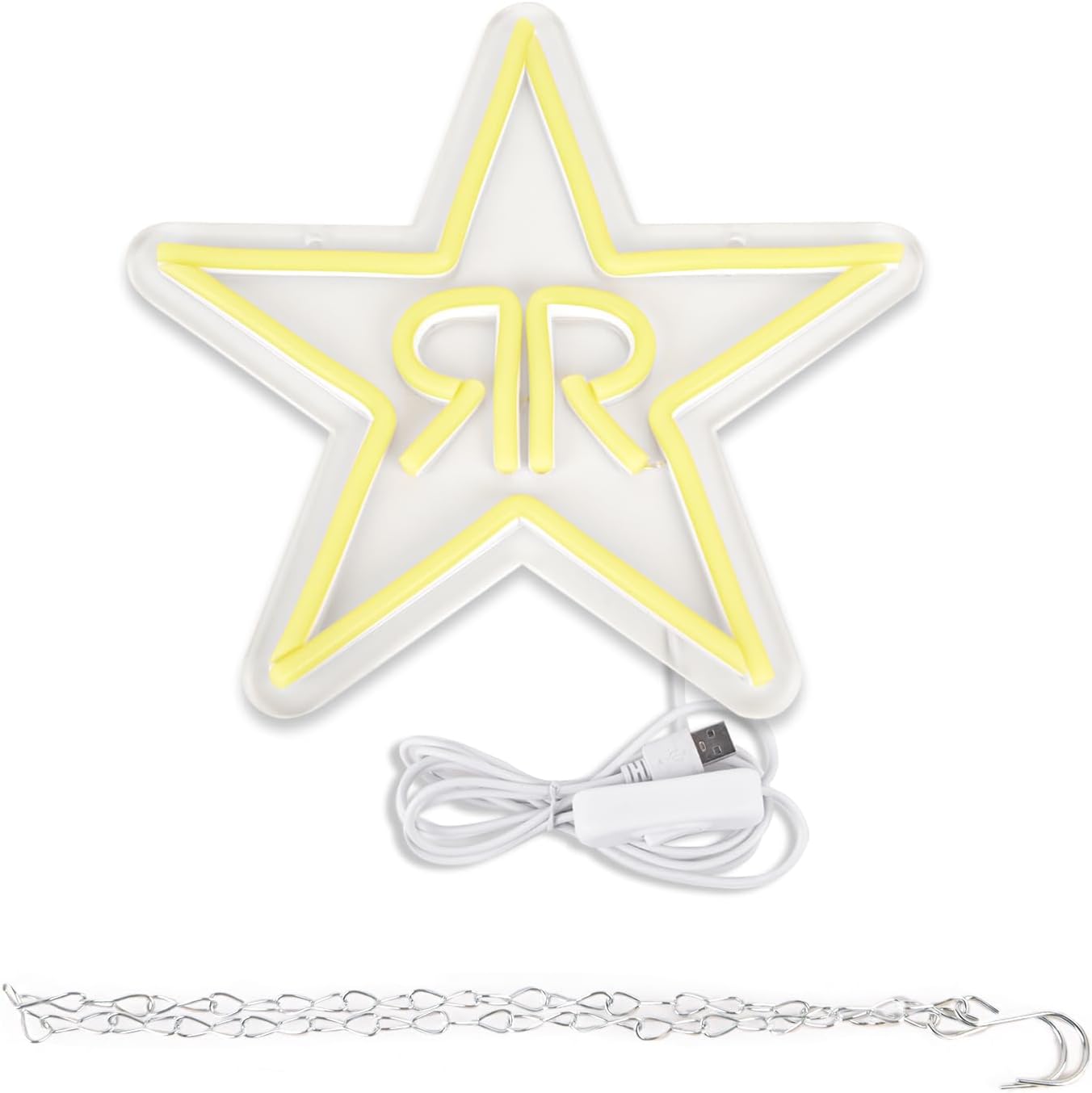 Double R Star Neon Sign - LED Wall Light for Bars, Studios & Home Decor