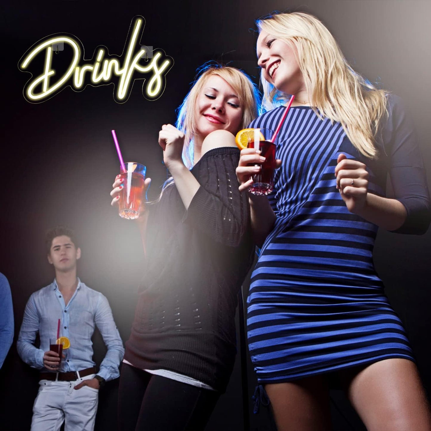 Colorful “Drinks” neon sign with LED lighting – perfect for bar, kitchen, or party wall decoration
