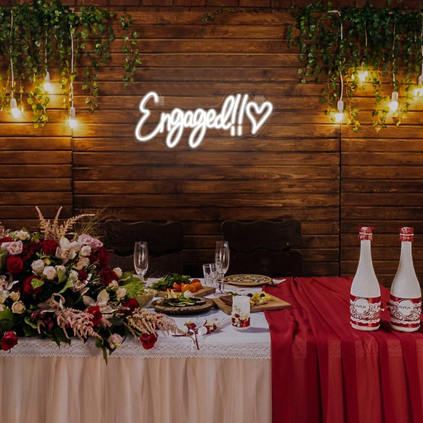 Engaged Neon Sign - LED Wall Light for Wedding Proposal & Engagement Party Decor