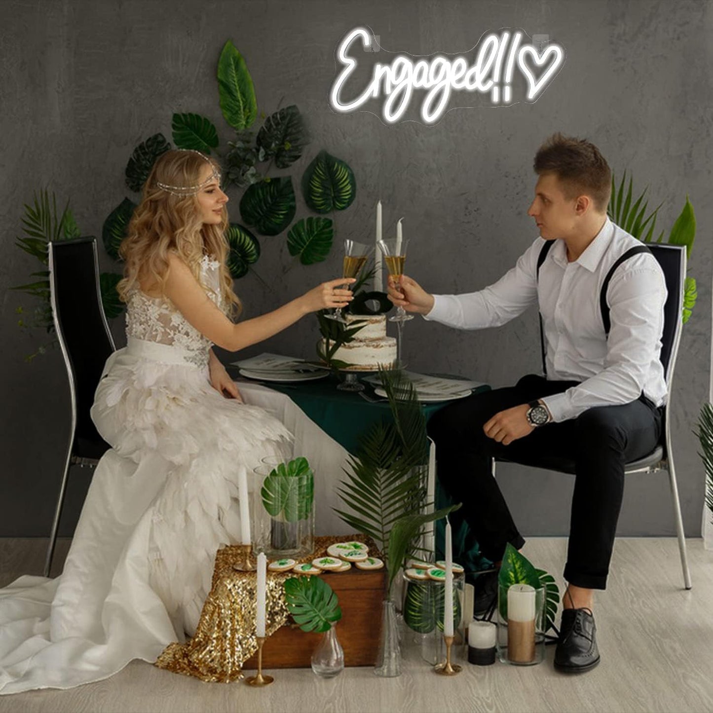 Engaged Neon Sign - LED Wall Light for Wedding Proposal & Engagement Party Decor