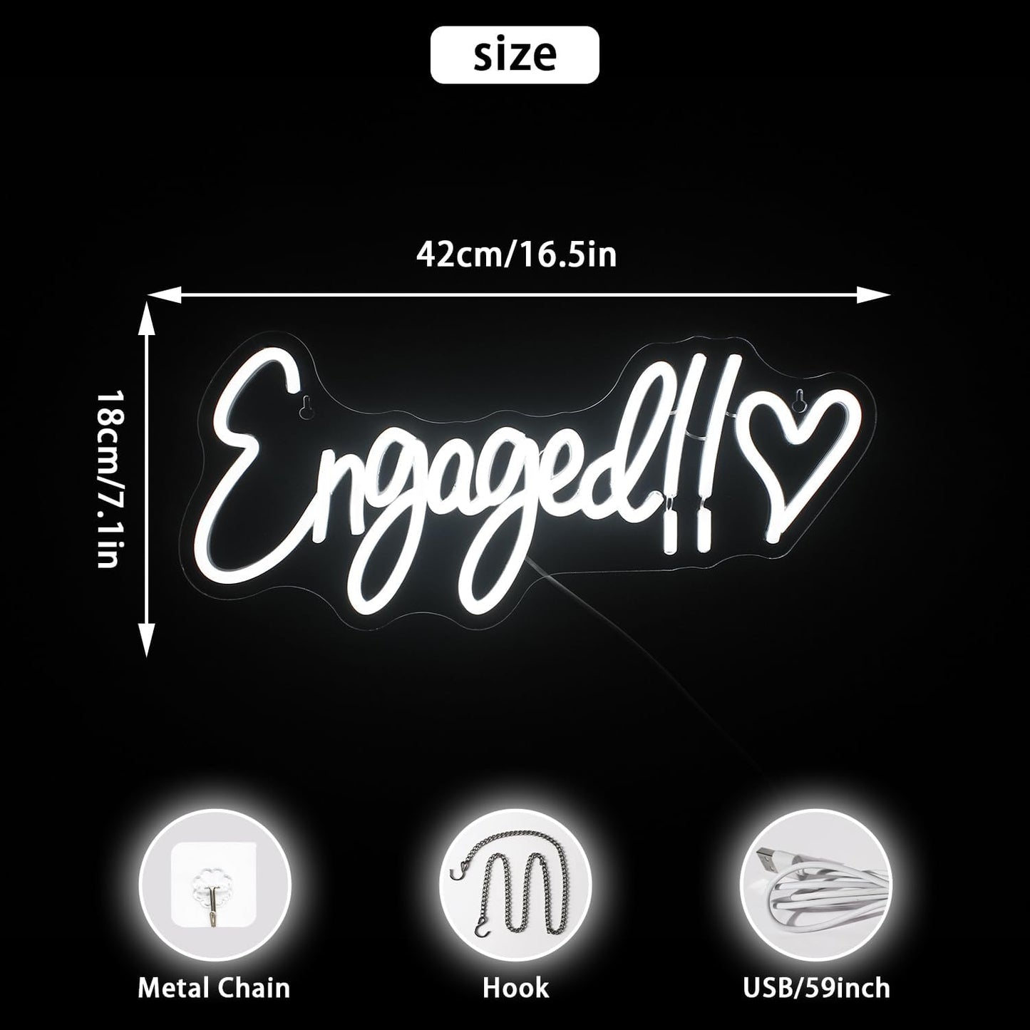 Engaged Neon Sign - LED Wall Light for Wedding Proposal & Engagement Party Decor