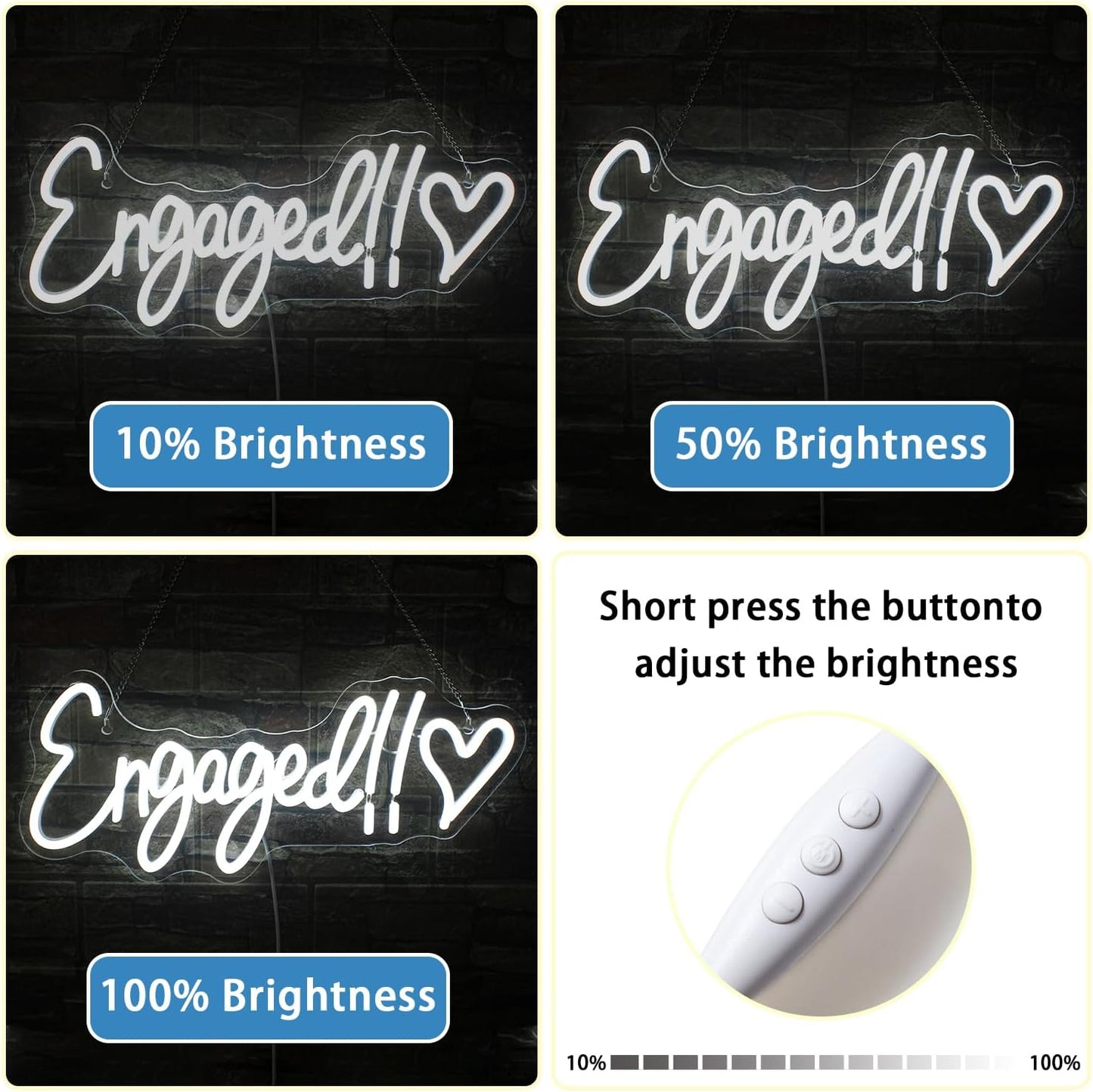 Engaged Neon Sign - LED Wall Light for Wedding Proposal & Engagement Party Decor