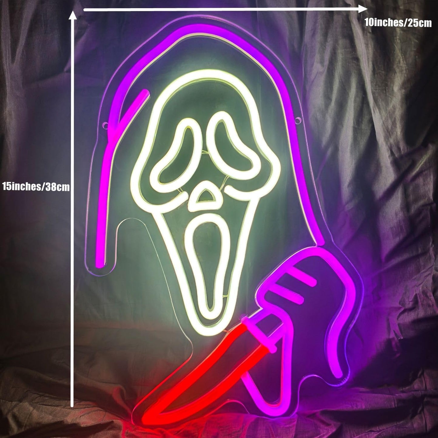 Ghost holding a knife neon sign for Halloween
