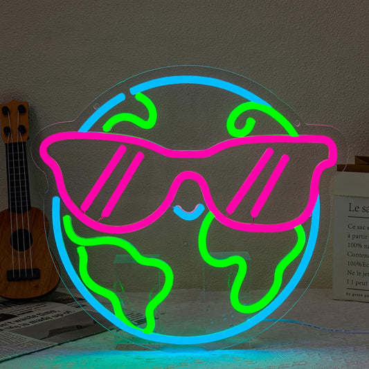 Cute Earth neon light for classrooms, kids’ rooms, and events