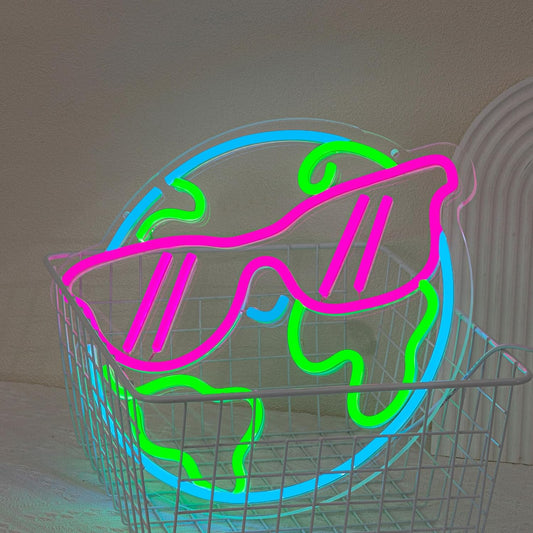 Cute Earth neon light for classrooms, kids’ rooms, and events