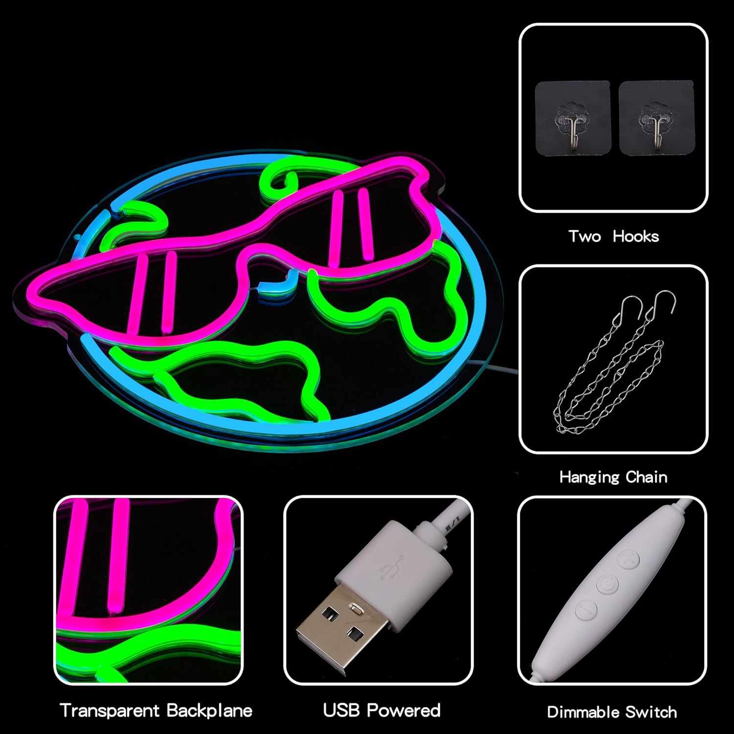 Cute Earth neon light for classrooms, kids’ rooms, and events