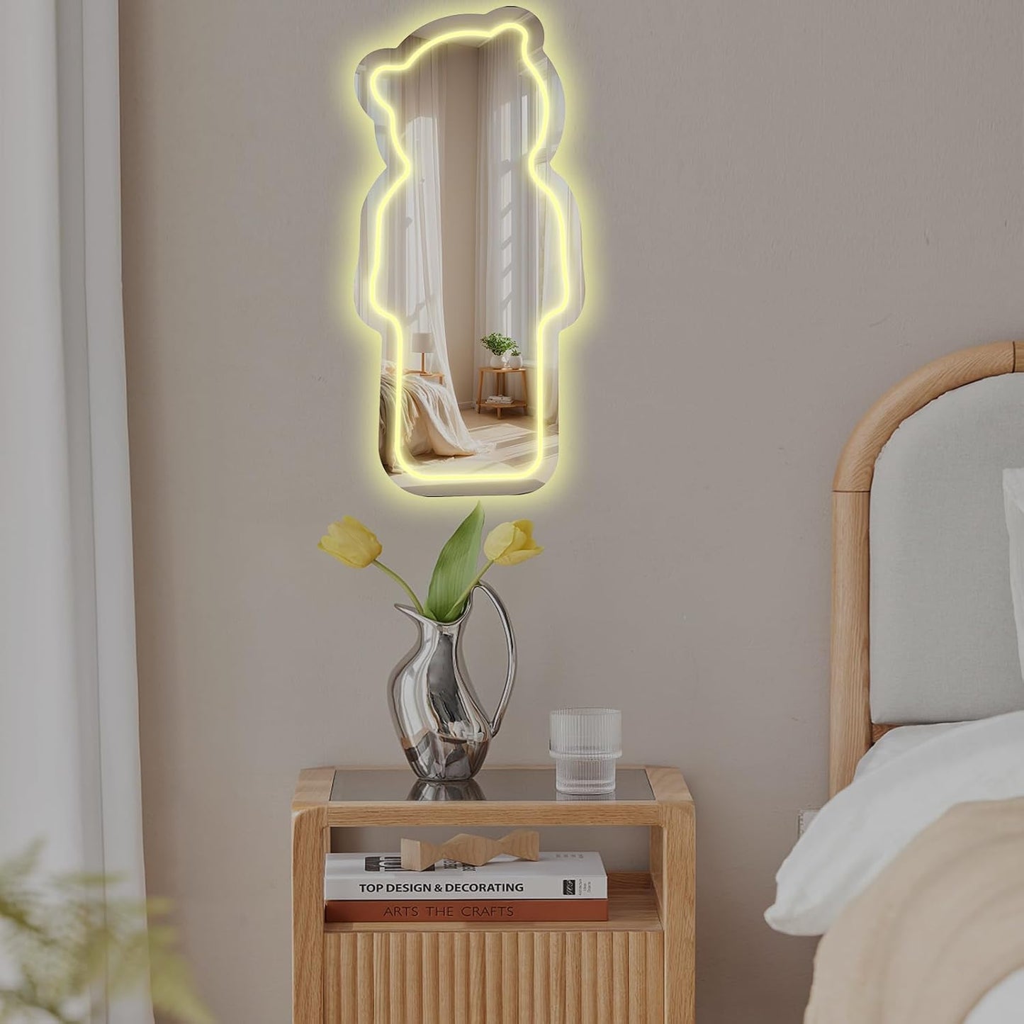 Glowing Bear Neon Mirror Light โ Aesthetic Bedroom & Bathroom Decor - Deen neon