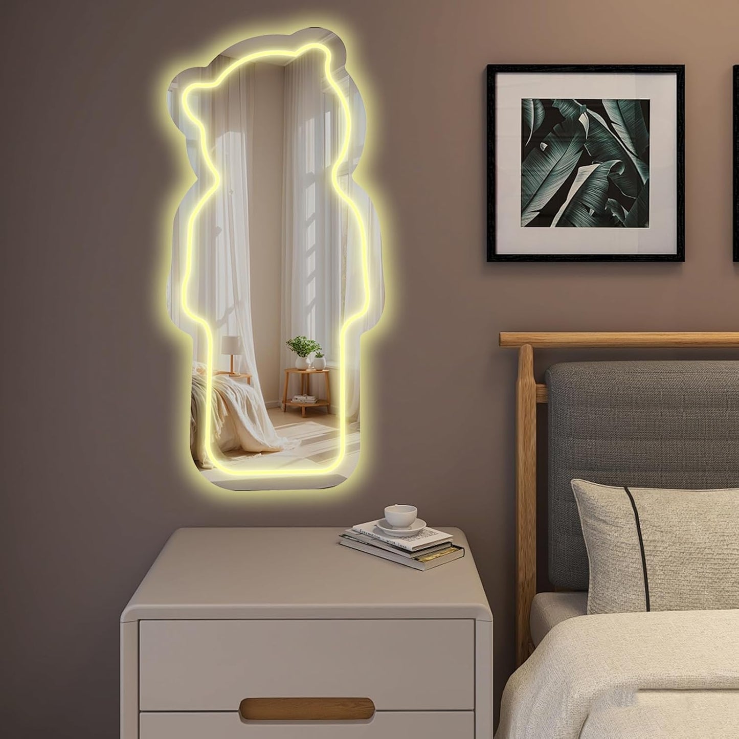 Glowing Bear Neon Mirror Light โ Aesthetic Bedroom & Bathroom Decor - Deen neon
