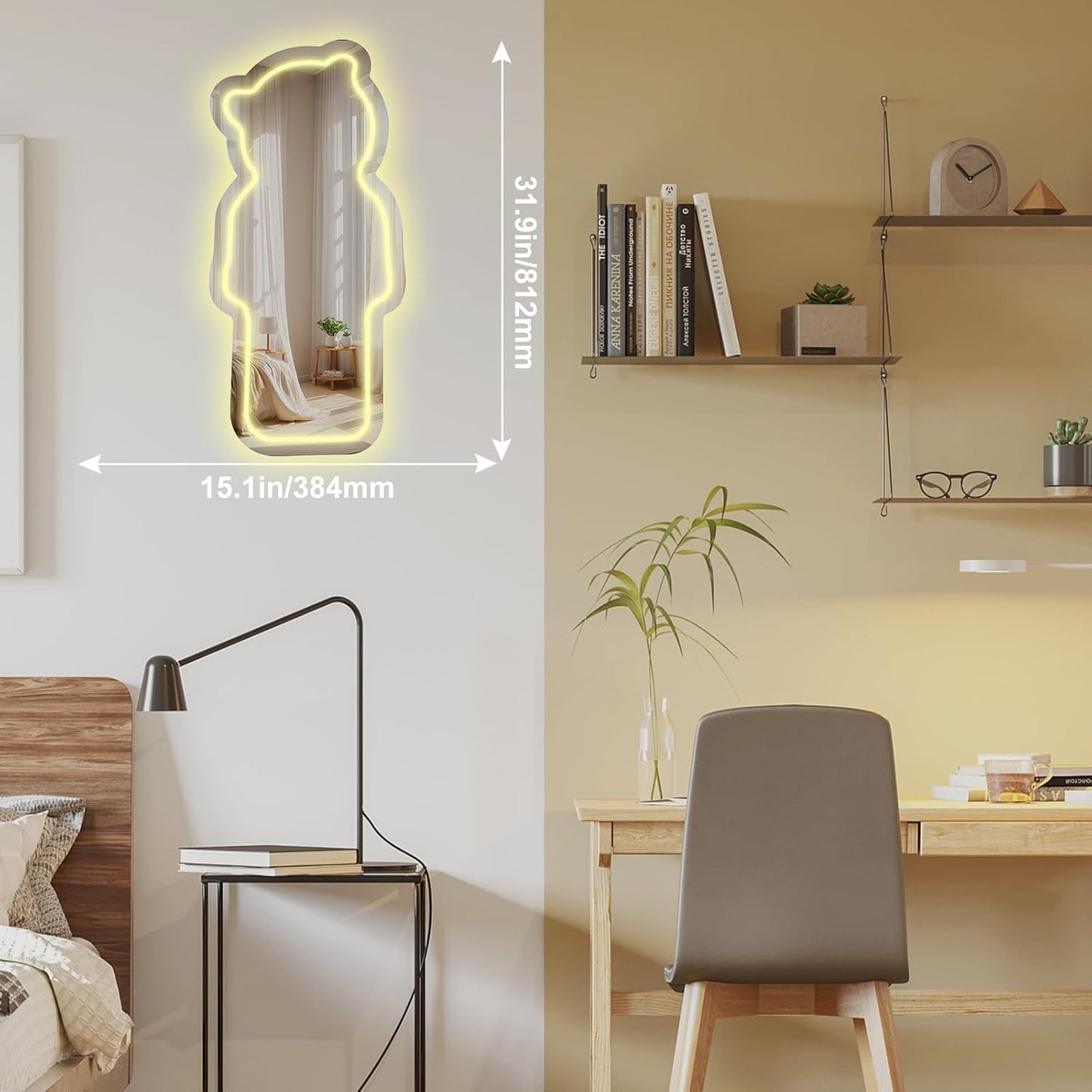 Glowing Bear Neon Mirror Light โ Aesthetic Bedroom & Bathroom Decor - Deen neon