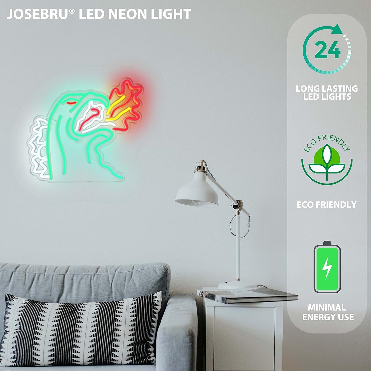 Godzilla Fire Breathing Neon Sign - LED Wall Light for Home Decor, Gaming & Movie Room - Deen neon