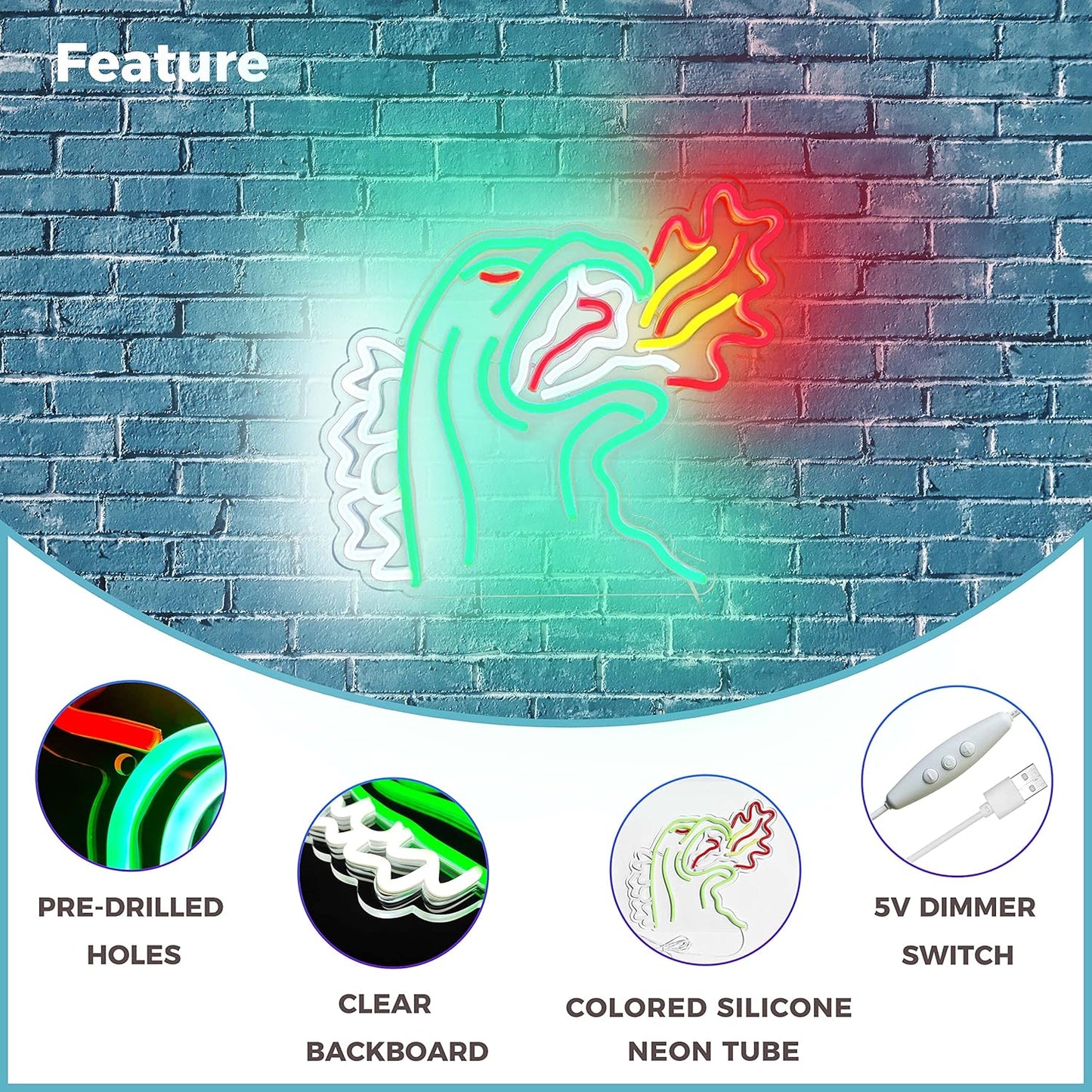 Godzilla Fire Breathing Neon Sign - LED Wall Light for Home Decor, Gaming & Movie Room - Deen neon