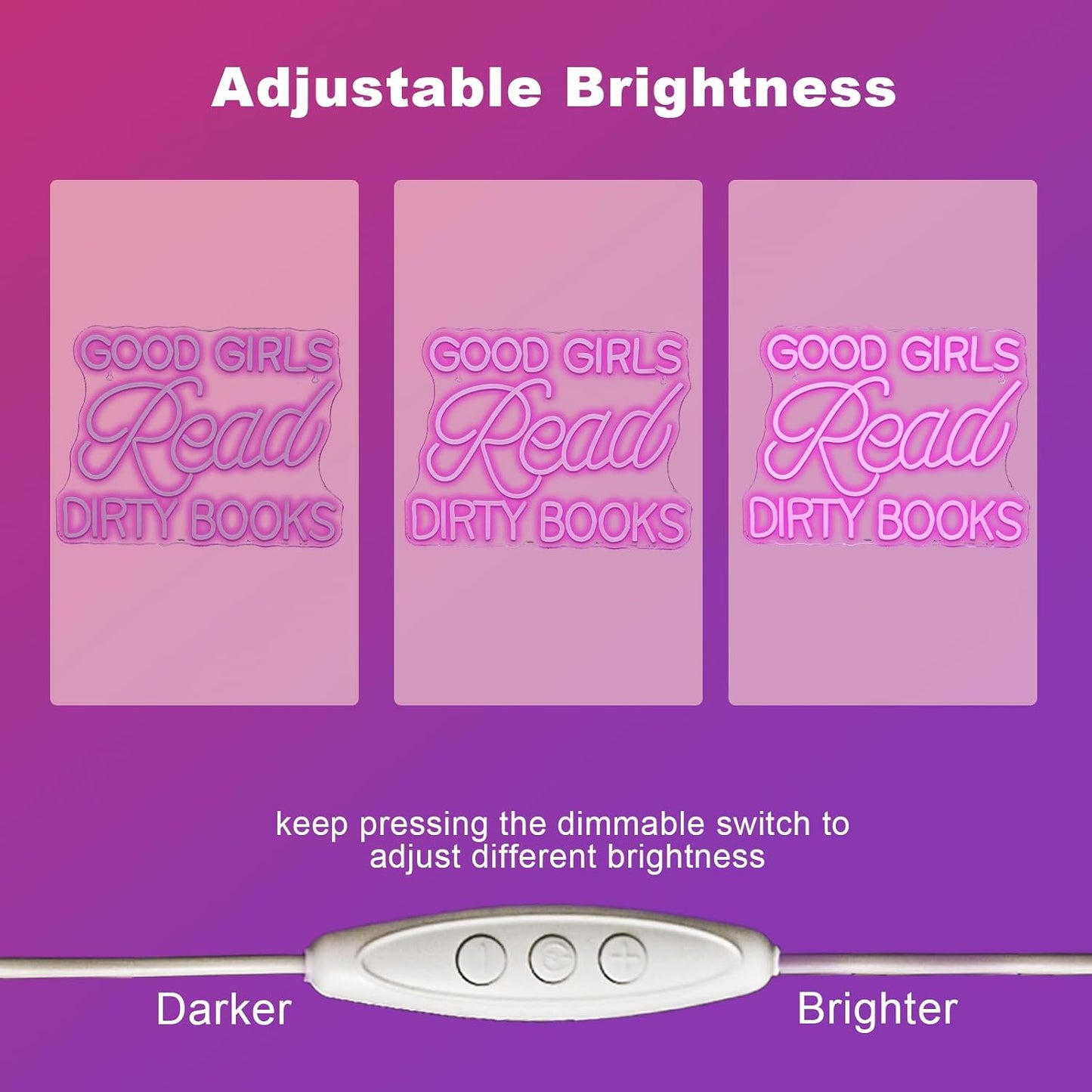 Good Girls Read Dirty Books" pink LED neon sign on wall decor