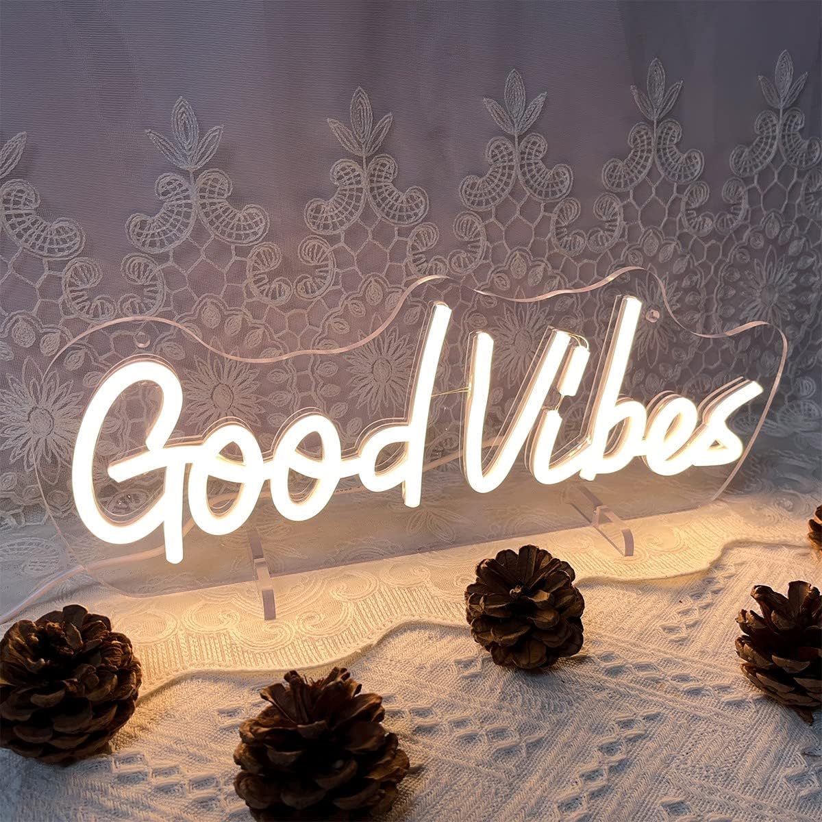 Good Vibes Neon Sign - Aesthetic LED Wall Light for Room, Bar & Party Decor - Deen neon