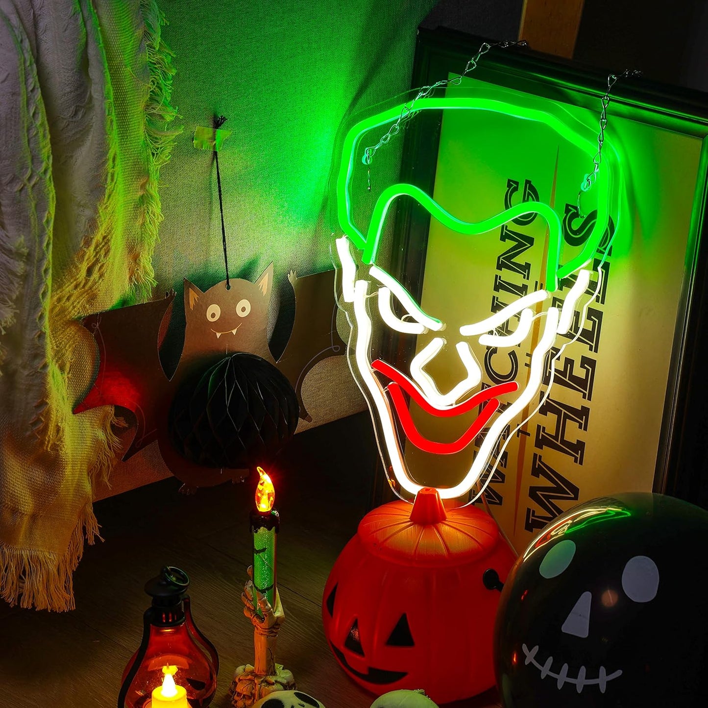 Green Hair Clown Neon Sign – Fun LED Light for Party Decor, Bars, and Home Spaces