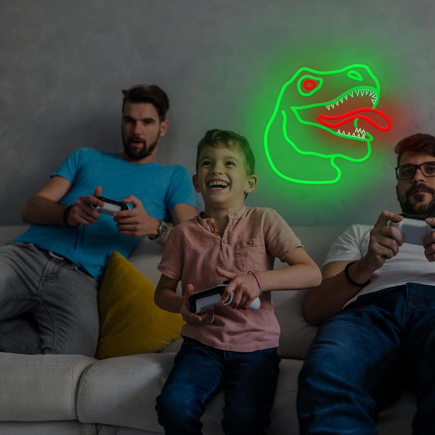 Fierce dinosaur head neon decor for bedroom or playroom