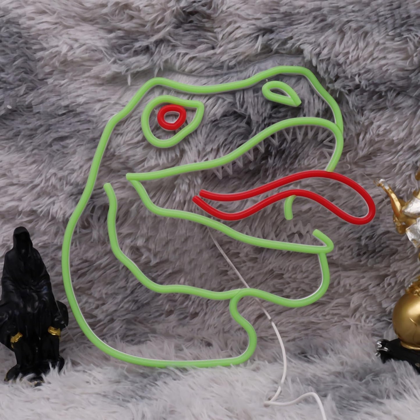 Fierce dinosaur head neon decor for bedroom or playroom