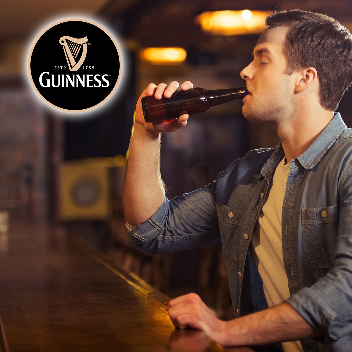 Guinness beer round LED neon sign for Irish pub and home bar wall décor