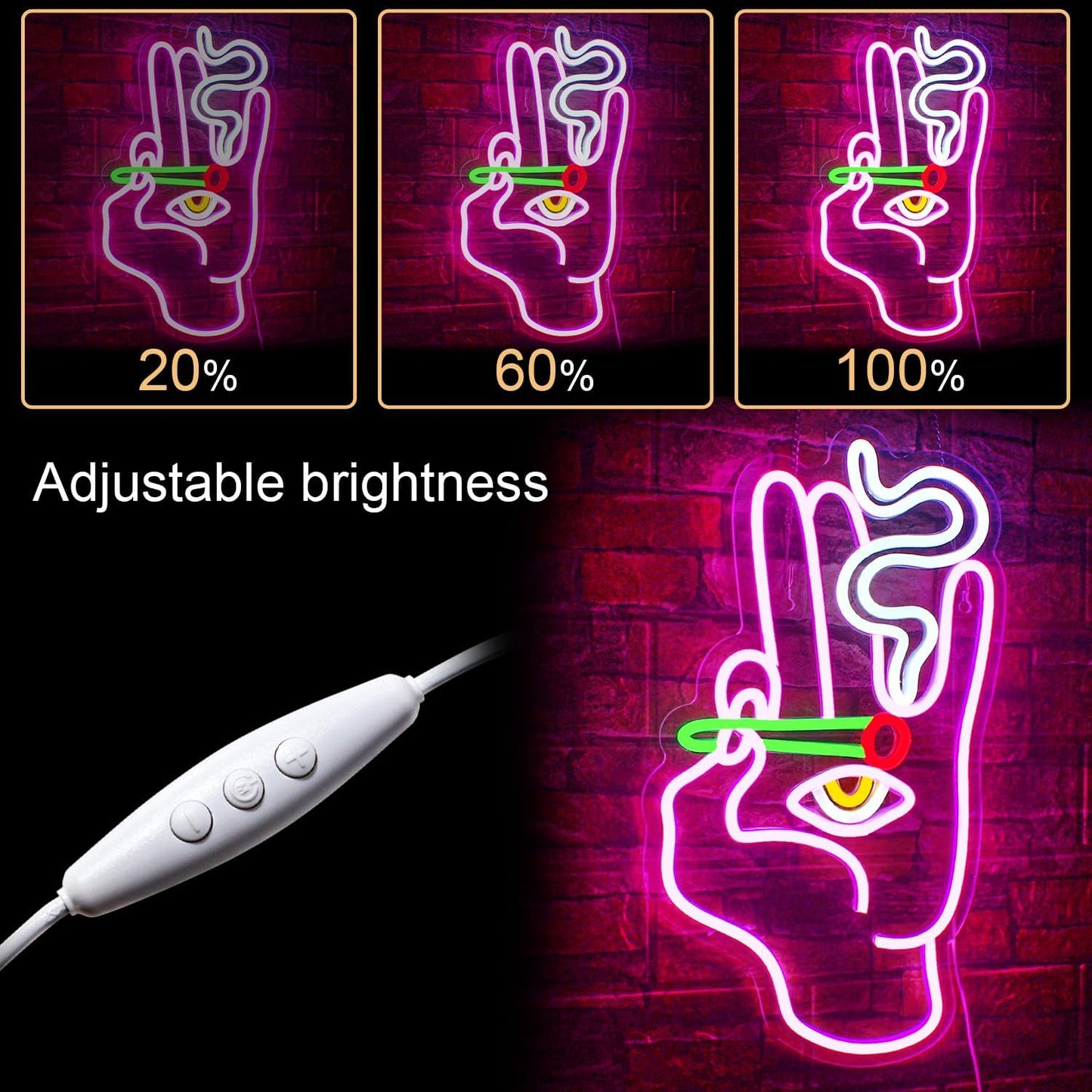 Hand & Eye Neon Sign - LED Wall Art for Bars, Studios & Aesthetic Spaces - Deen neon