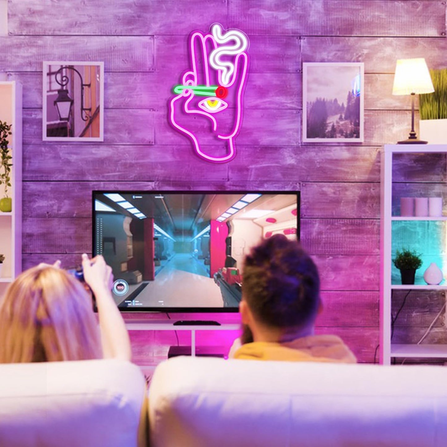 Hand & Eye Neon Sign - LED Wall Art for Bars, Studios & Aesthetic Spaces - Deen neon