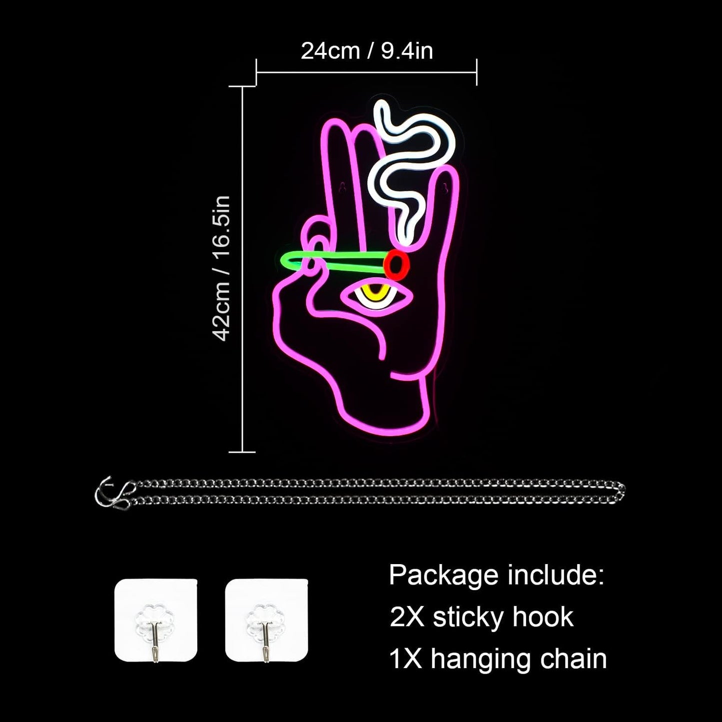 Hand & Eye Neon Sign - LED Wall Art for Bars, Studios & Aesthetic Spaces - Deen neon