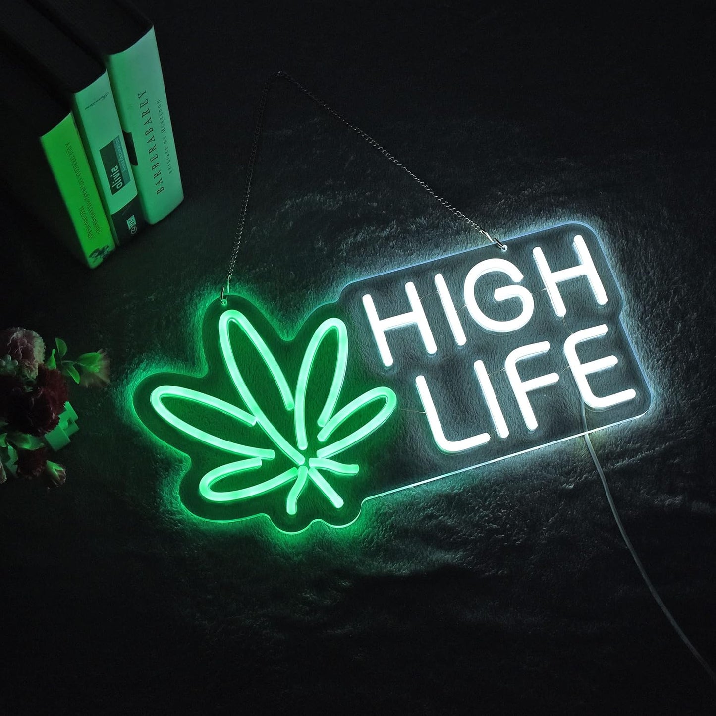 High Life Neon Sign โ Green Leaf LED Wall Light for Bars, Lounges & Game Rooms - Deen neon