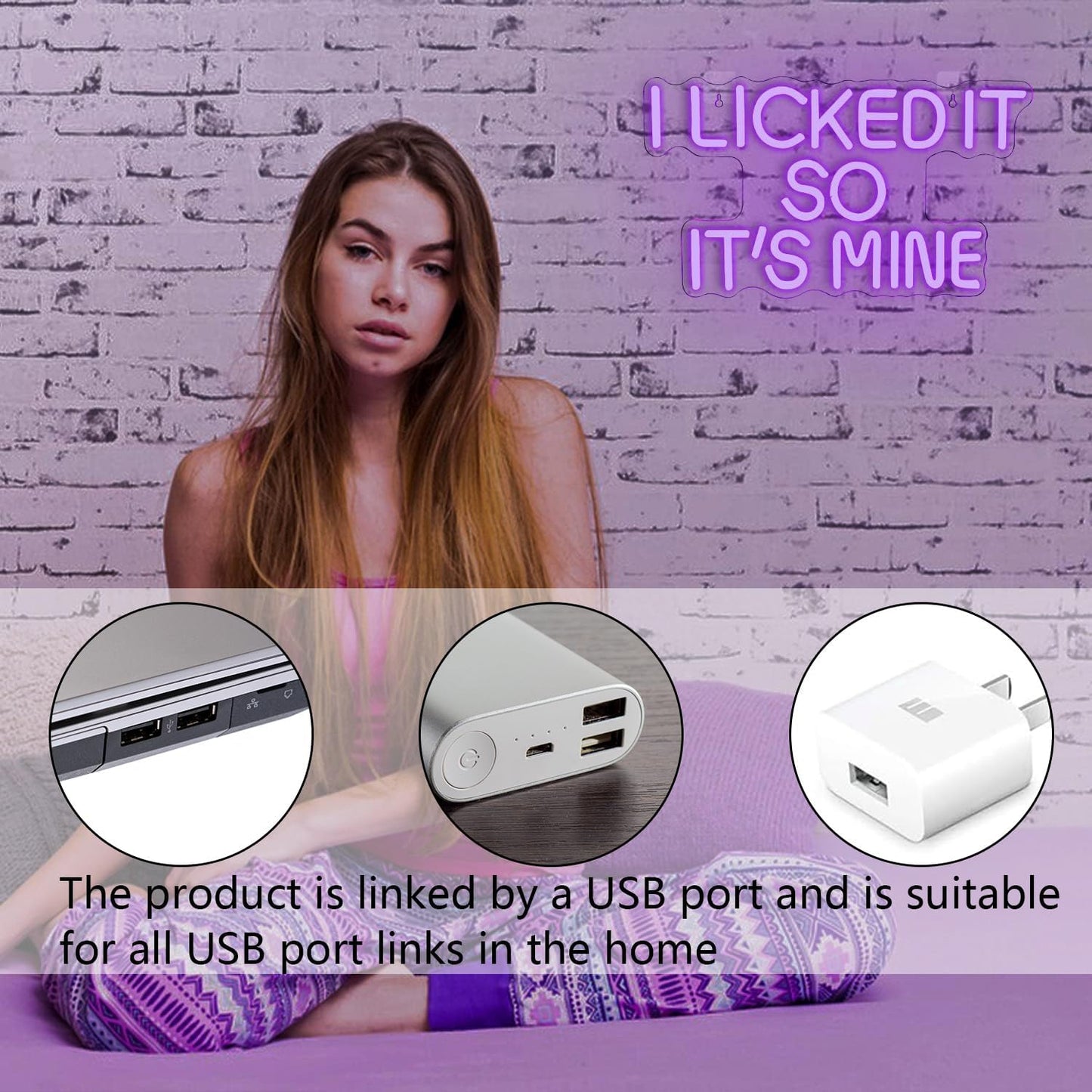 I Licked It So It’s Mine Neon Sign - Funny LED Wall Light for Home & Bar Decor