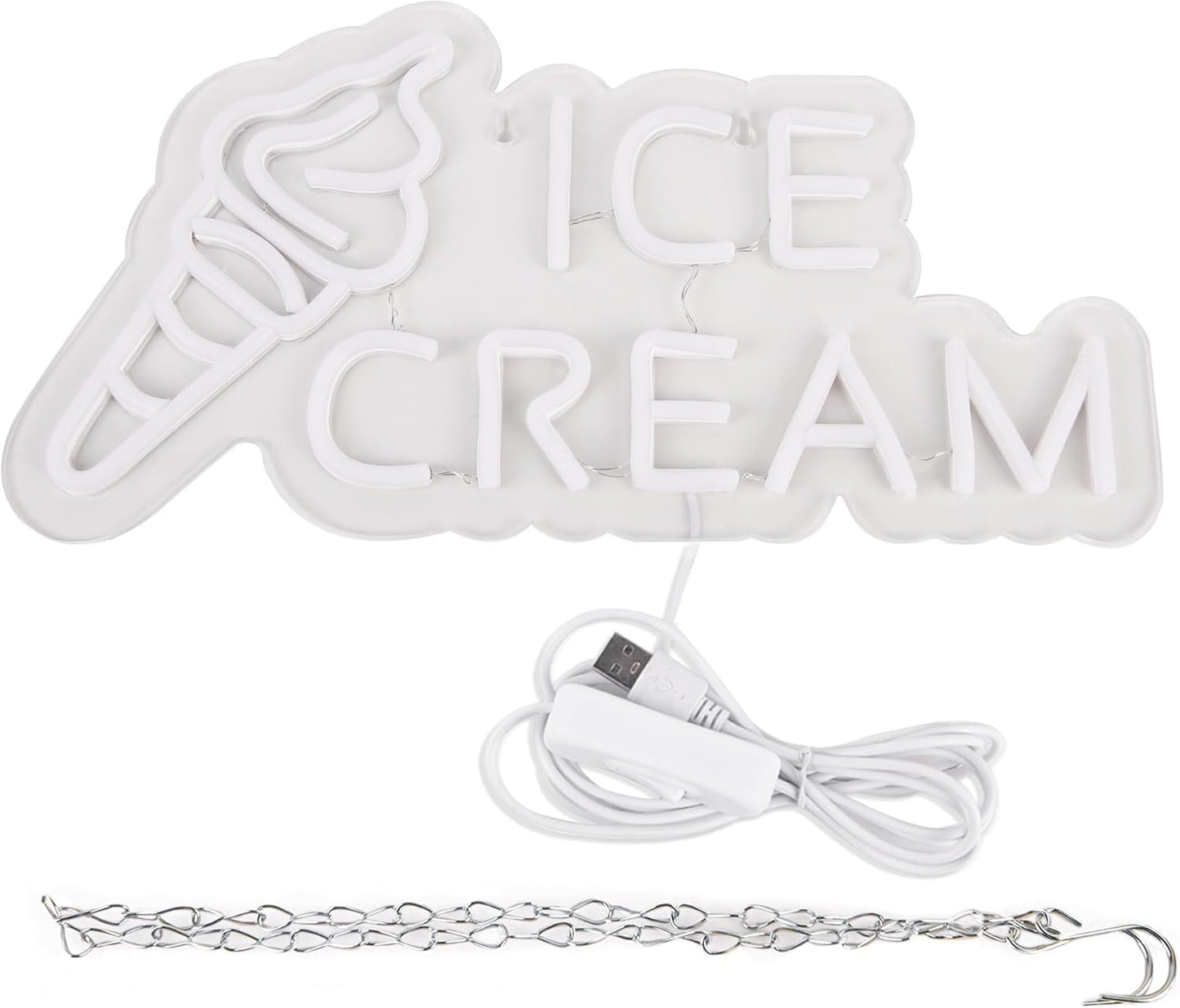 Ice Cream Neon Sign – LED Wall Decor Light for Dessert Shops & Cafes