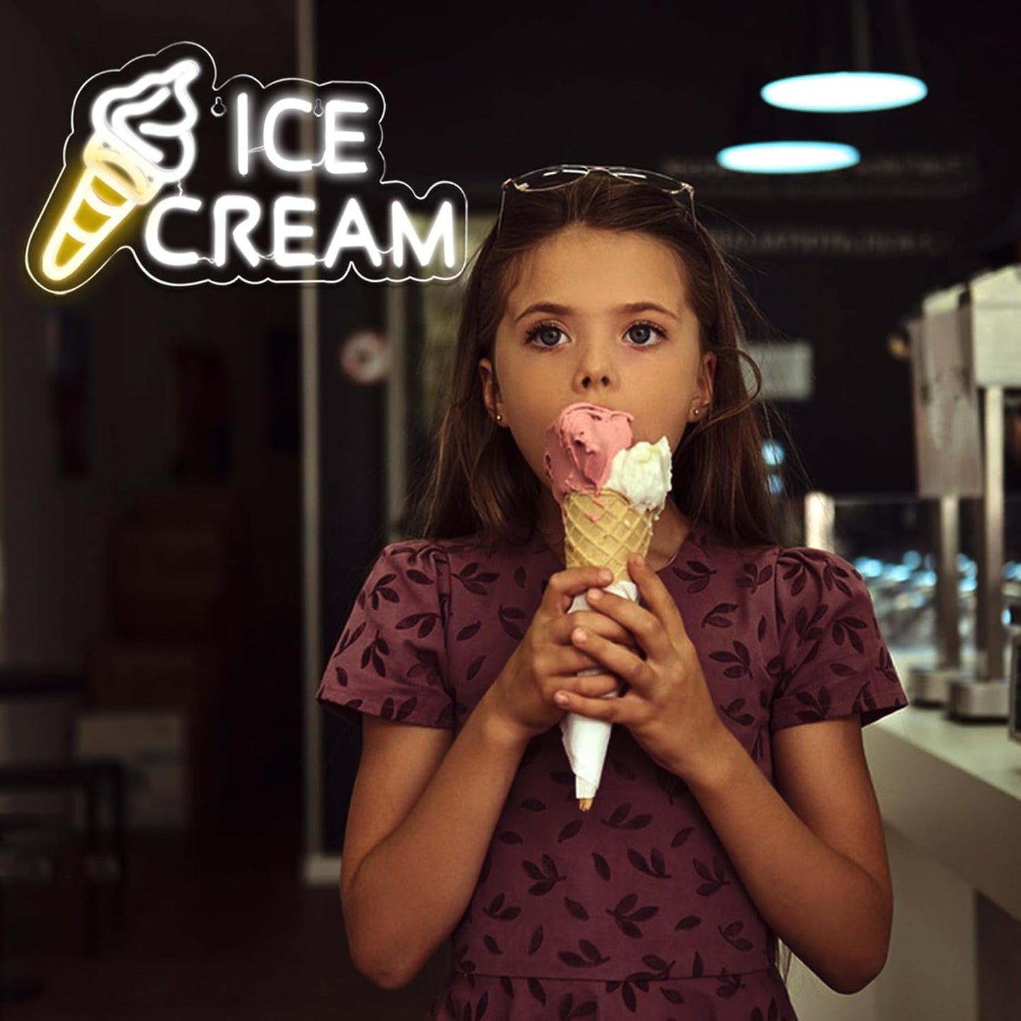 Ice Cream Neon Sign – LED Wall Decor Light for Dessert Shops & Cafes