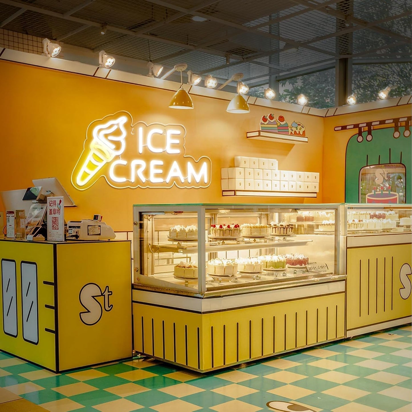 Ice Cream Neon Sign – LED Wall Decor Light for Dessert Shops & Cafes
