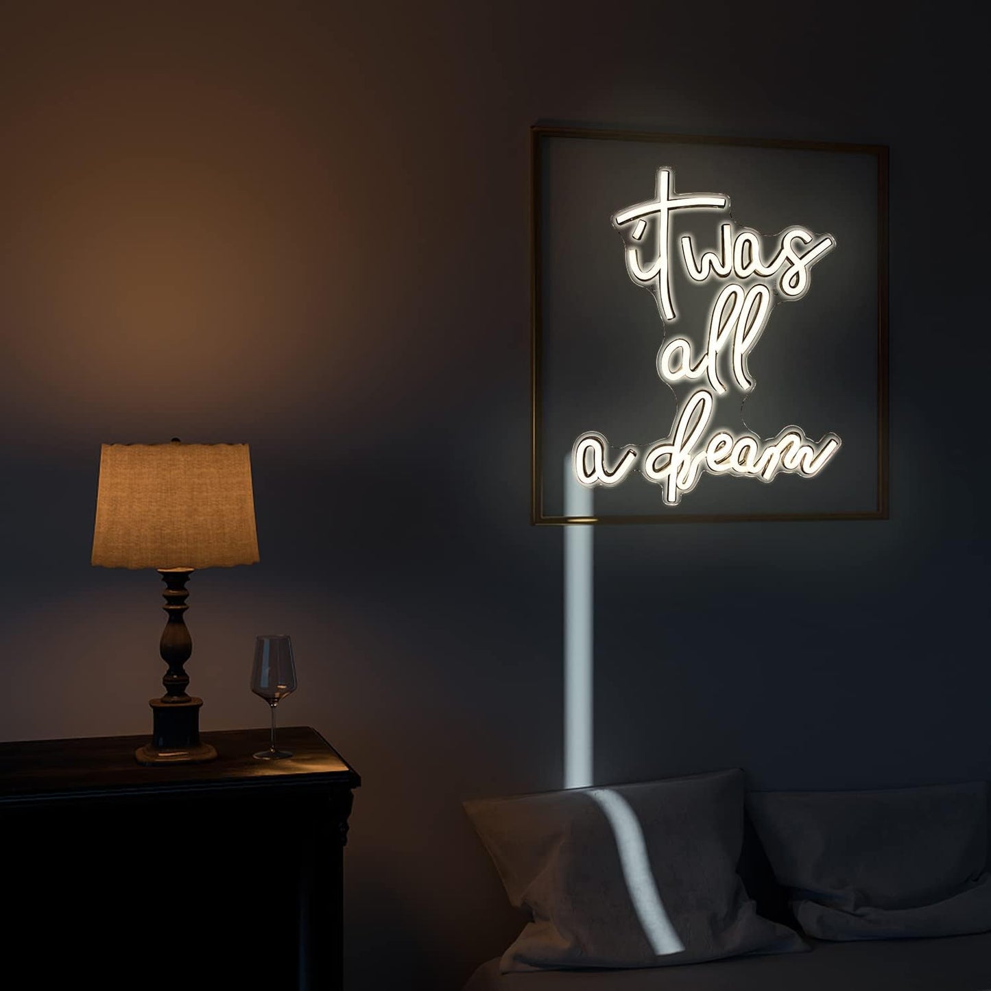 It Was All A Dream LED Neon Sign - Warm White Aesthetic Wall Decor for Bedroom & Living Room - Deen neon