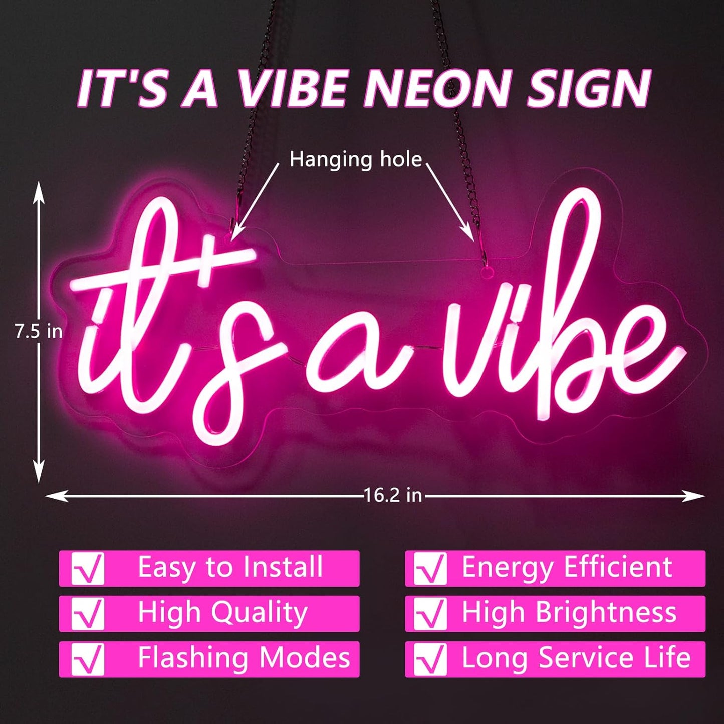 It's a Vibe Neon Sign – LED Wall Light for Bedroom, Living Room & Party Decor - Deen neon