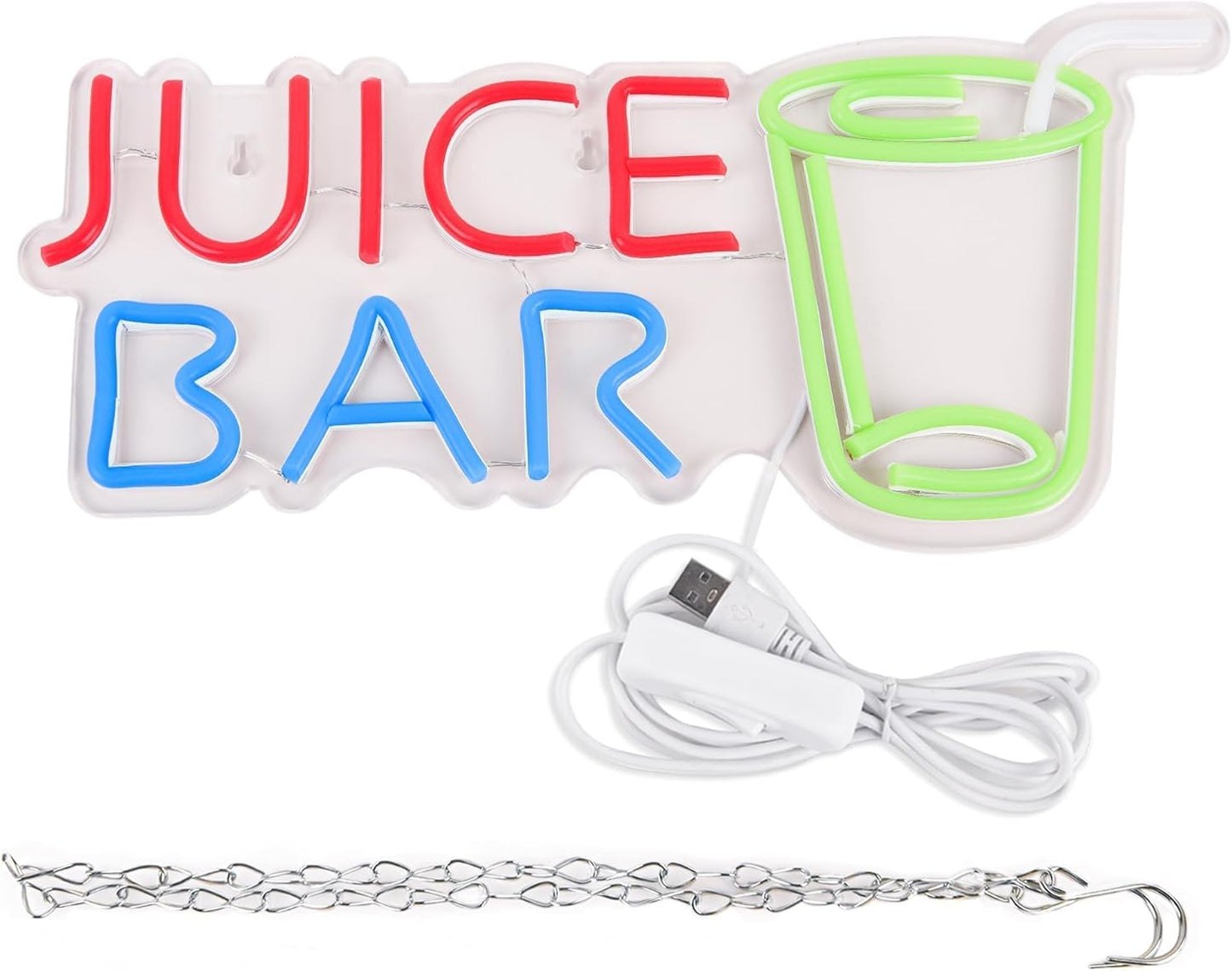 Juice Bar Neon Sign – LED Wall Decor with Juice Cup Design for Cafes & Smoothie Shops