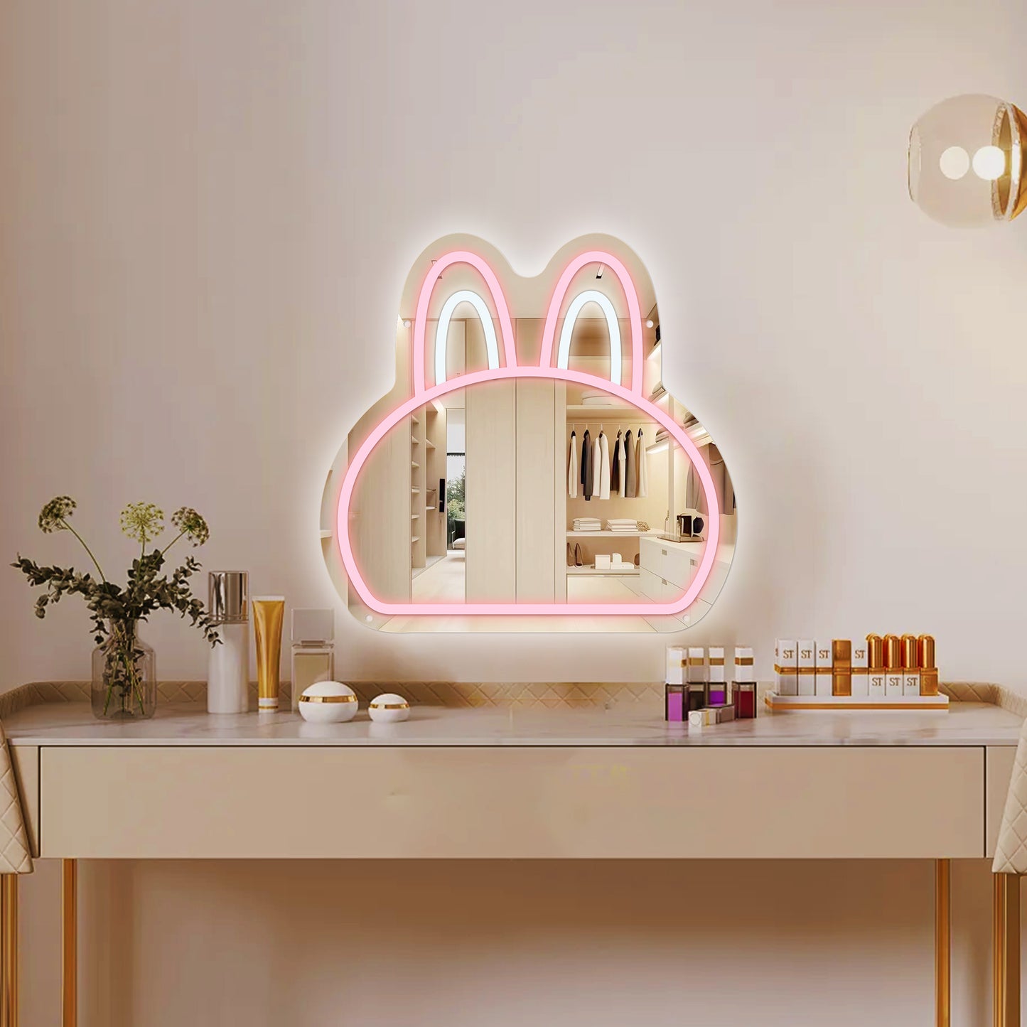 Mokoko character mirror neon light with glowing LED