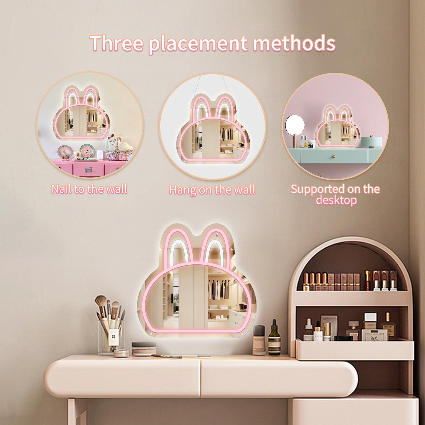 Mokoko character mirror neon light with glowing LED