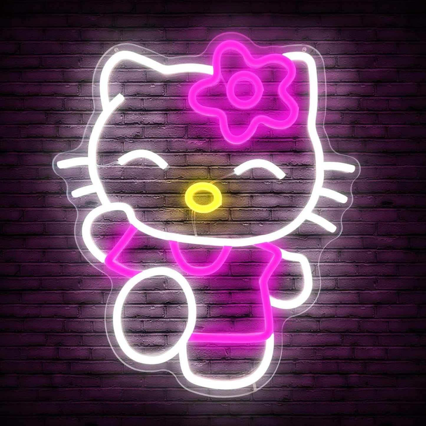 Kawaii Smiling Kitty Neon Sign - LED Wall Light for Cute Room Decor