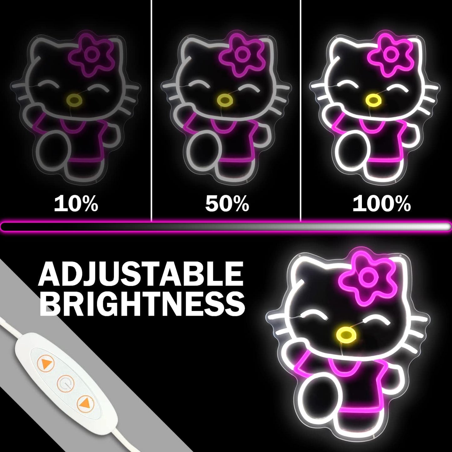 Kawaii Smiling Kitty Neon Sign - LED Wall Light for Cute Room Decor