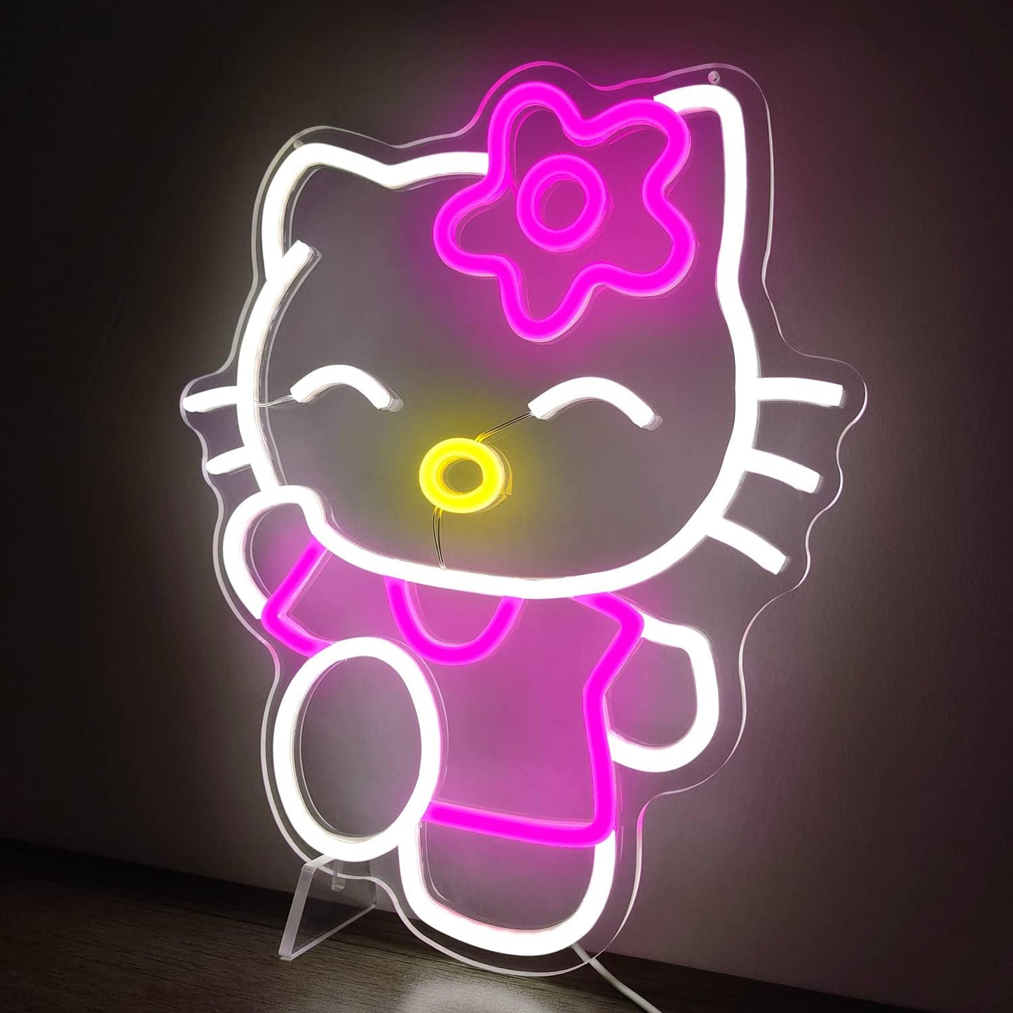 Kawaii Smiling Kitty Neon Sign - LED Wall Light for Cute Room Decor