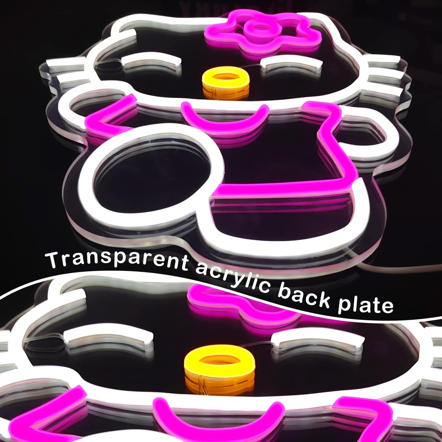 Kawaii Smiling Kitty Neon Sign - LED Wall Light for Cute Room Decor