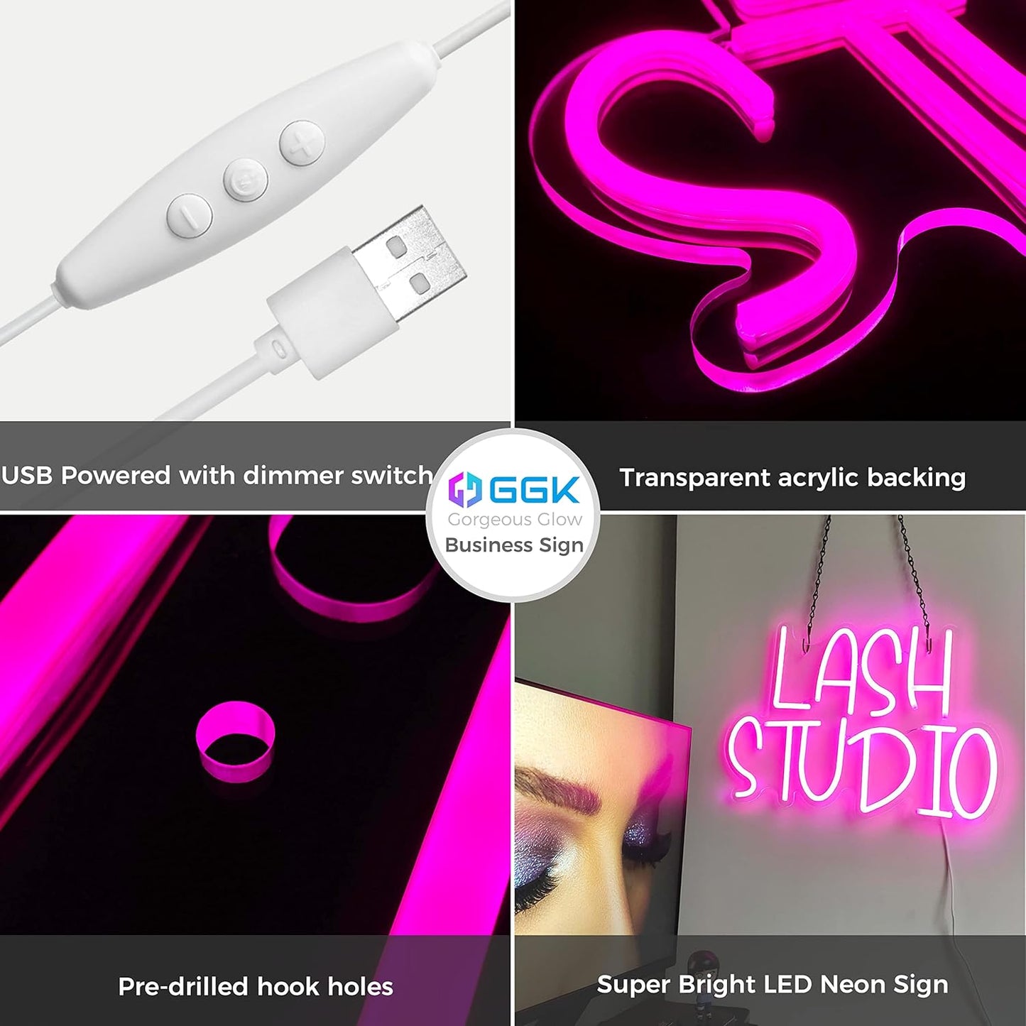 Lash Studio Neon Sign - LED Wall Light for Eyelash Extension & Beauty Salon Decor - Deen neon