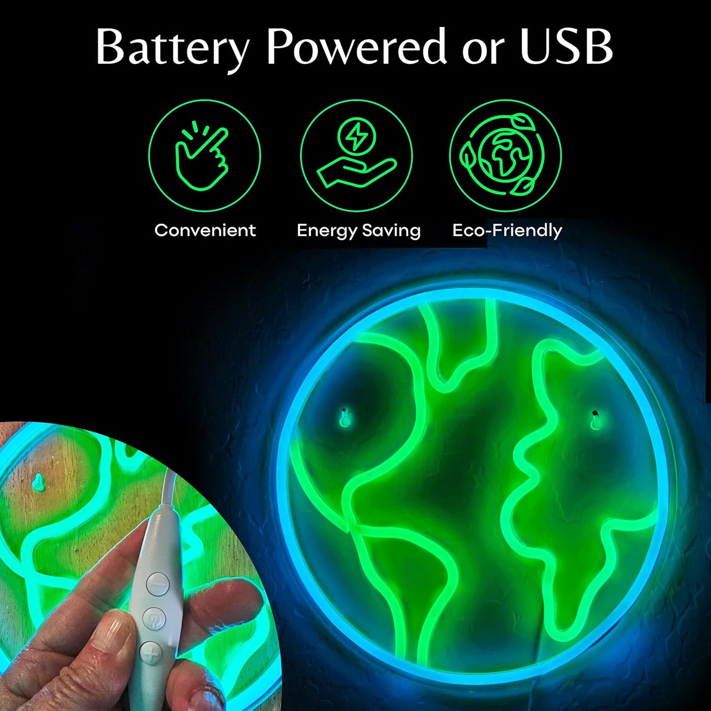LED Globe Neon Sign – Planet Earth Wall Light for Home & Office Decor - Deen neon