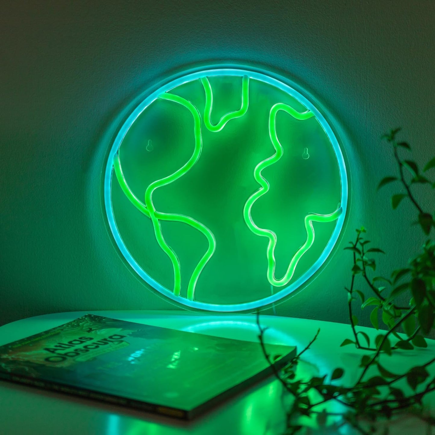 LED Globe Neon Sign – Planet Earth Wall Light for Home & Office Decor - Deen neon