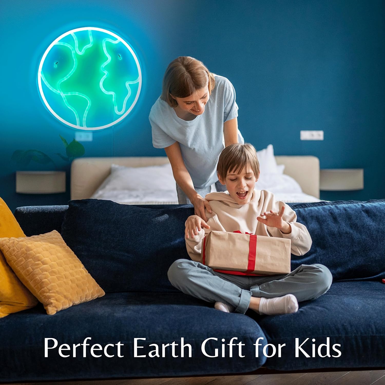 LED Globe Neon Sign – Planet Earth Wall Light for Home & Office Decor - Deen neon