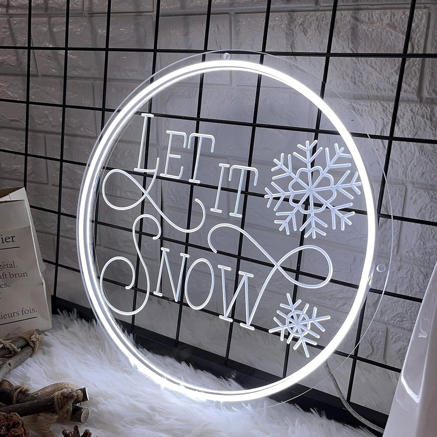 Let It Snow Neon Sign - White LED Christmas Wall Hanging Light for Holiday Decor - Deen neon