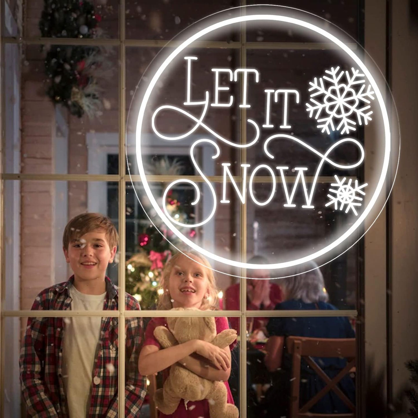 Let It Snow Neon Sign - White LED Christmas Wall Hanging Light for Holiday Decor - Deen neon