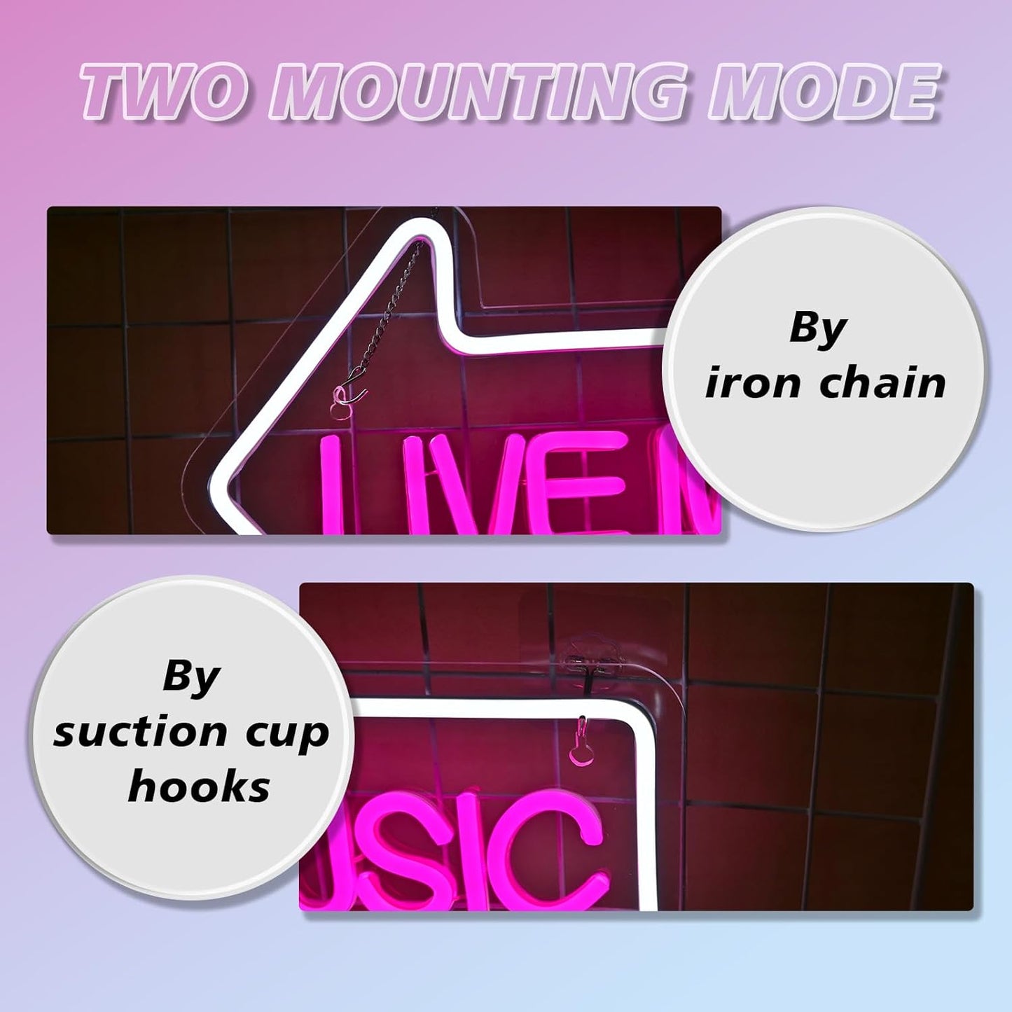 Live Music Neon Sign with Arrow – LED Wall Decor for Bars & Events