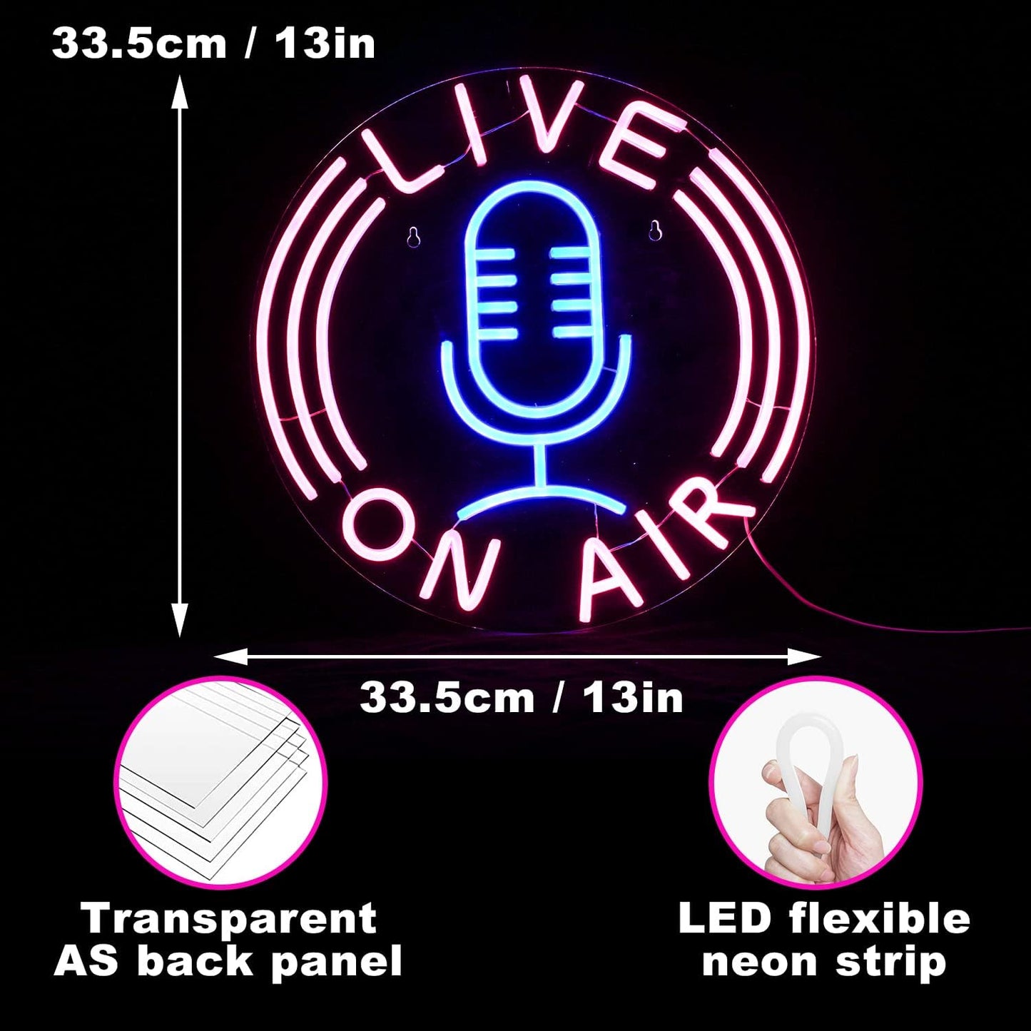 Live On Air Neon Sign - LED Streaming Light for Podcast, Studio & Gaming Room - Deen neon